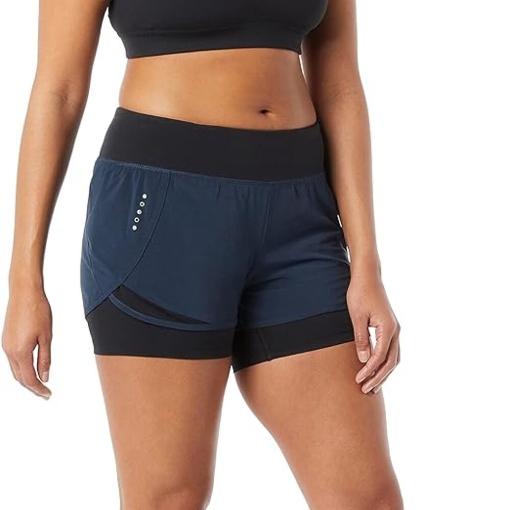 Amazon/ Core 10 Women Standard-Fit Knit Waistband 2 in 1woven running shorts M